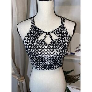 Victoria Secret Sports Bra size Large GUC Black White Strap Back